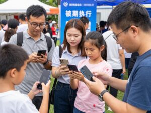 Families in Houston engaging with free smartphones from AirTalk Wireless