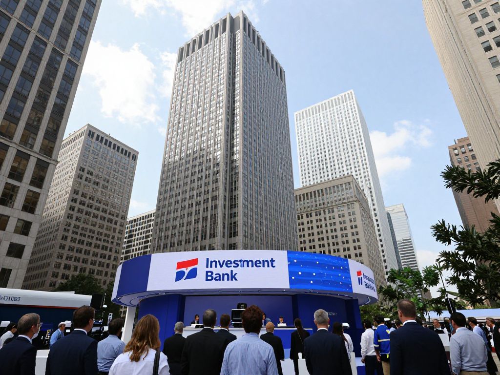 Aerial view of Houston's financial district showcasing modern buildings and business activities.