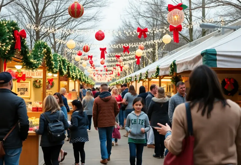 Families enjoying a festive holiday event in Houston