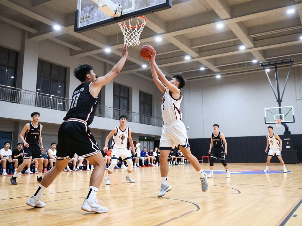 Houston Hurricanes basketball players competing in an intense game.