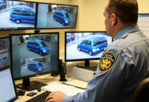 Police reviewing security footage of a jewelry theft in Houston