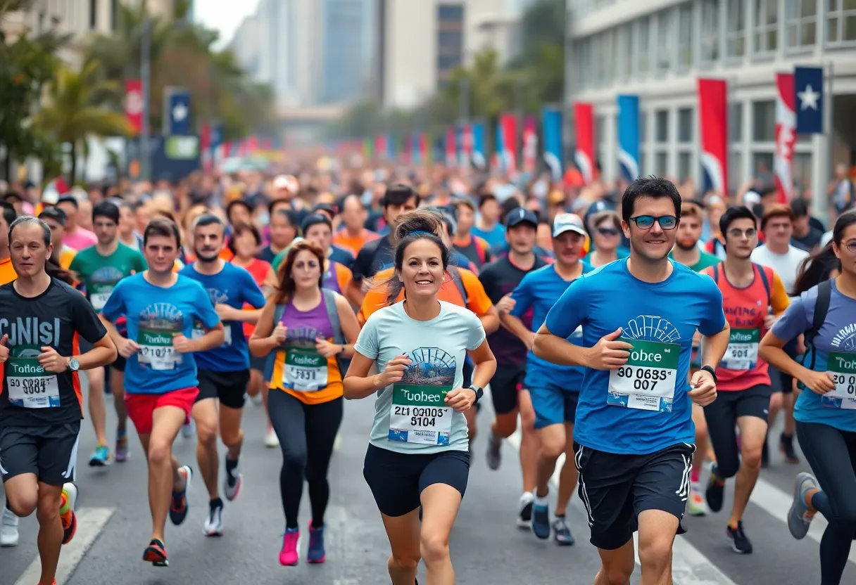 Runners participating in the Houston Marathon