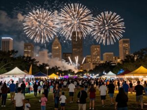 Fireworks display over Houston during New Year's Eve celebrations