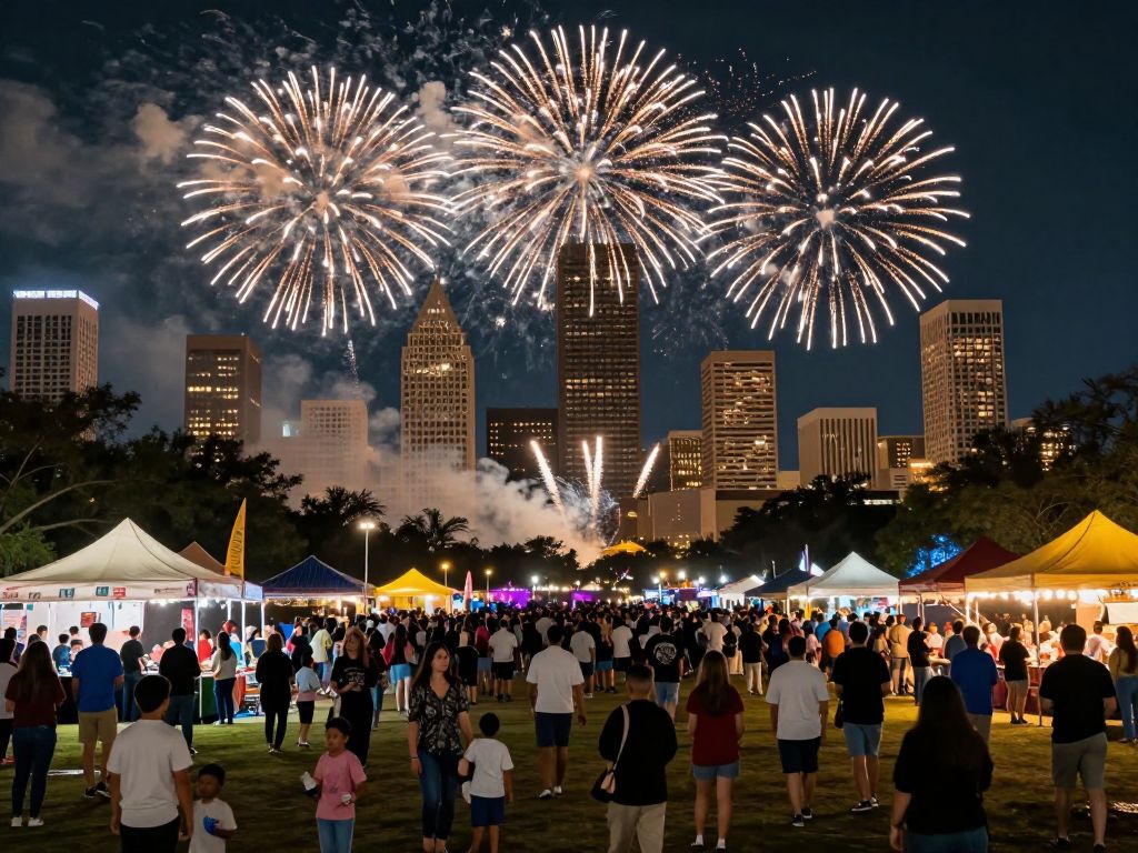 Fireworks display over Houston during New Year's Eve celebrations