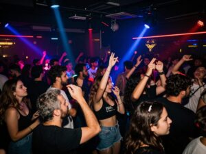 People enjoying live music at a nightclub in Houston
