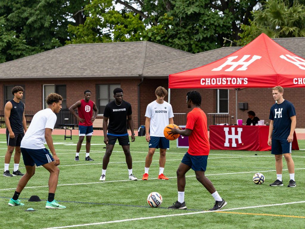 Illustration of Houston's collegiate athletes collaborating and promoting their brands.