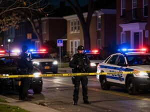 Police investigation scene in Houston after a shooting incident.