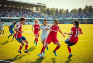University of Houston Soccer team in action during a game.