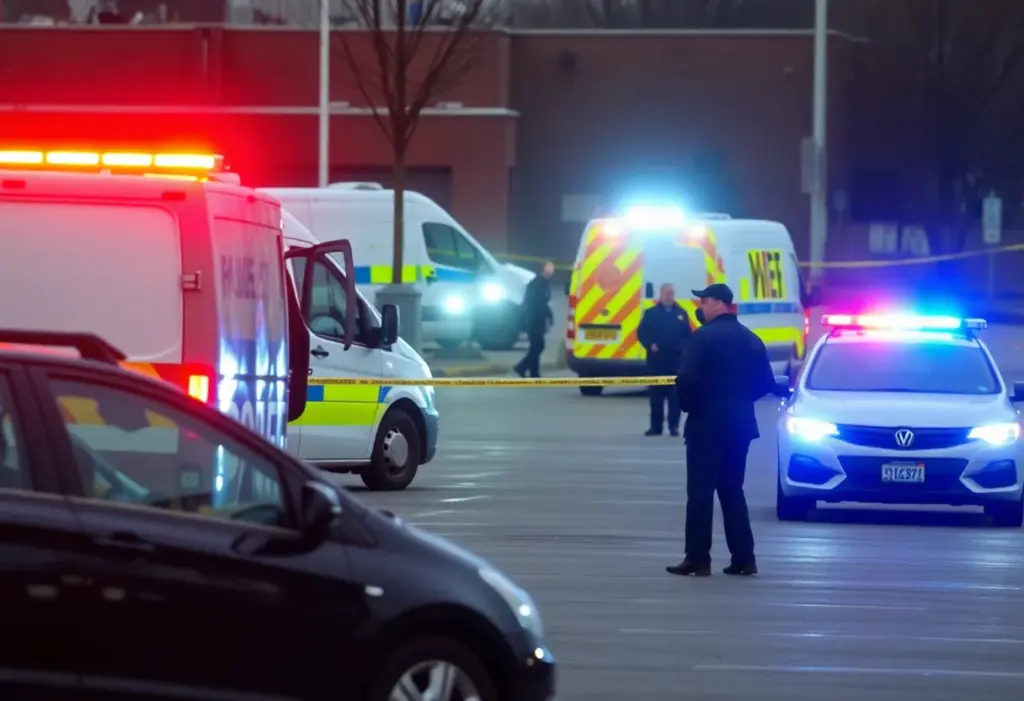 Police investigation in Houston parking lot after a stabbing incident