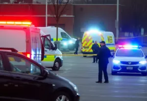 Police investigation in Houston parking lot after a stabbing incident