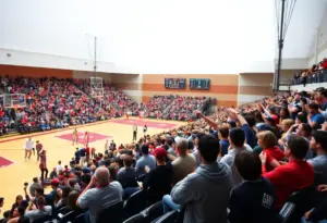 University of Houston students cheering at a basketball game