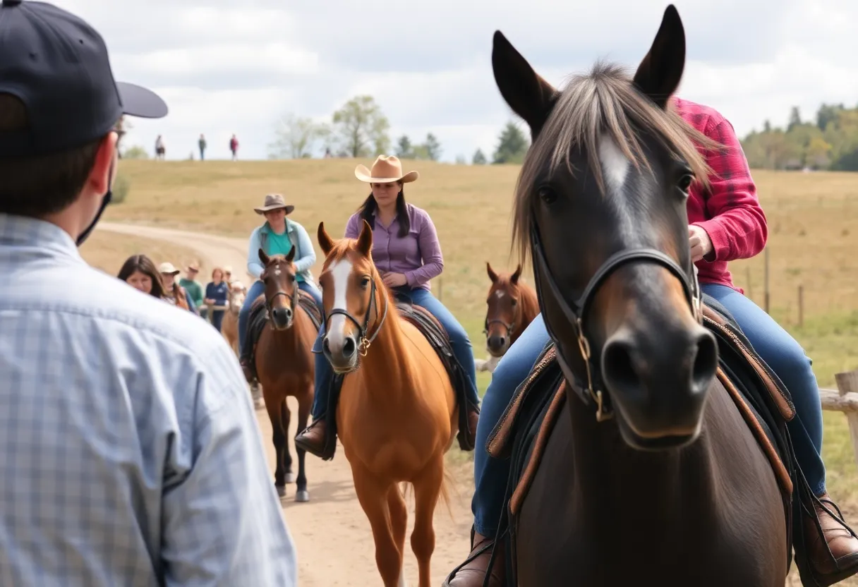 Community members at a trail-riding event in Houston.