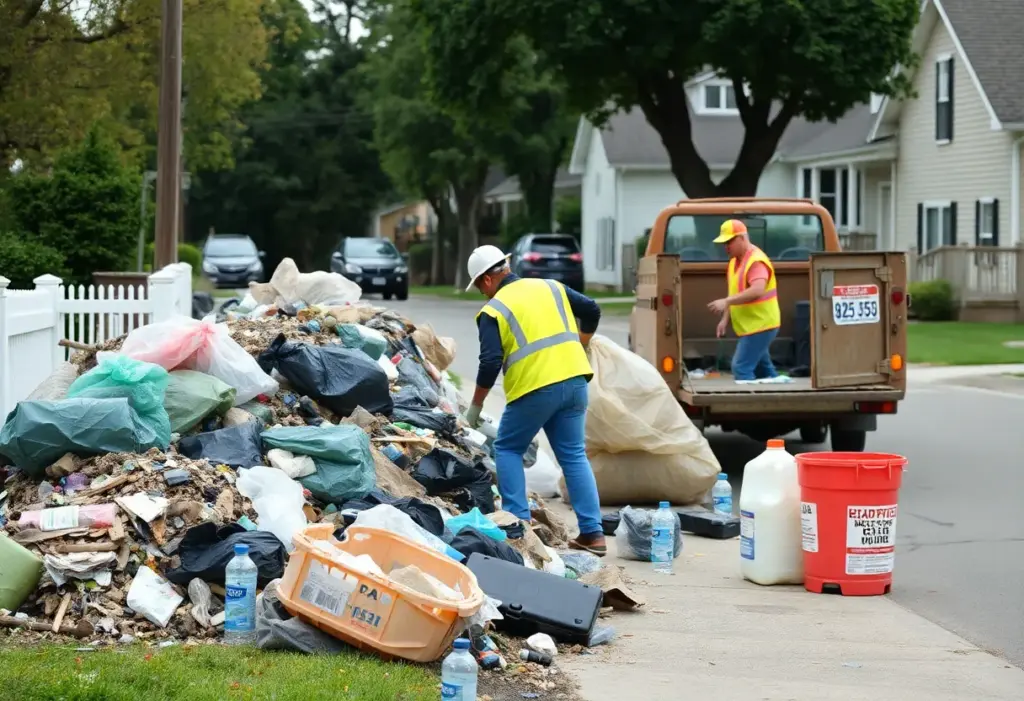 Cleanup crews in Houston collecting heavy trash from neighborhoods