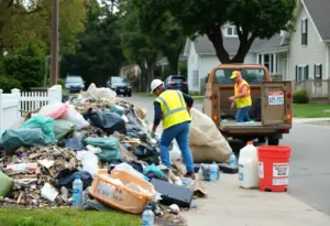 Cleanup crews in Houston collecting heavy trash from neighborhoods