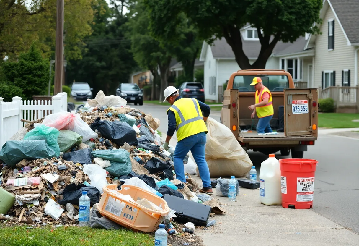 Cleanup crews in Houston collecting heavy trash from neighborhoods