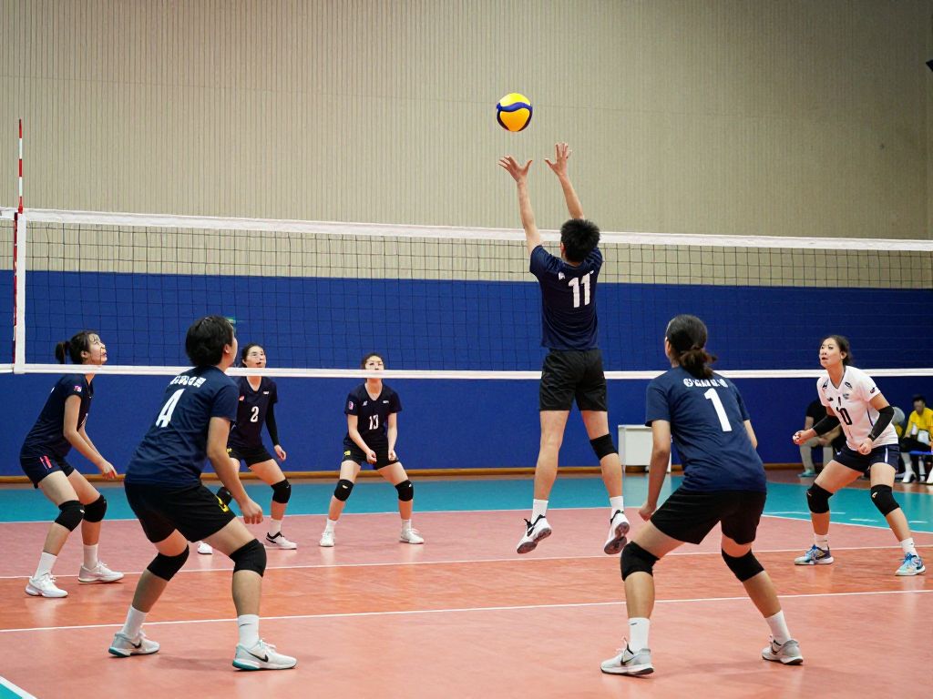 Houston Volleyball team training session with multiple players