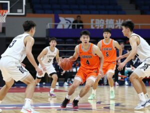 Houston Cougars basketball players competing during a game