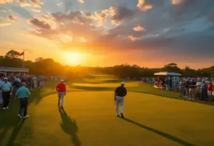 Golfers and spectators at the Texas Children's Houston Open golf tournament
