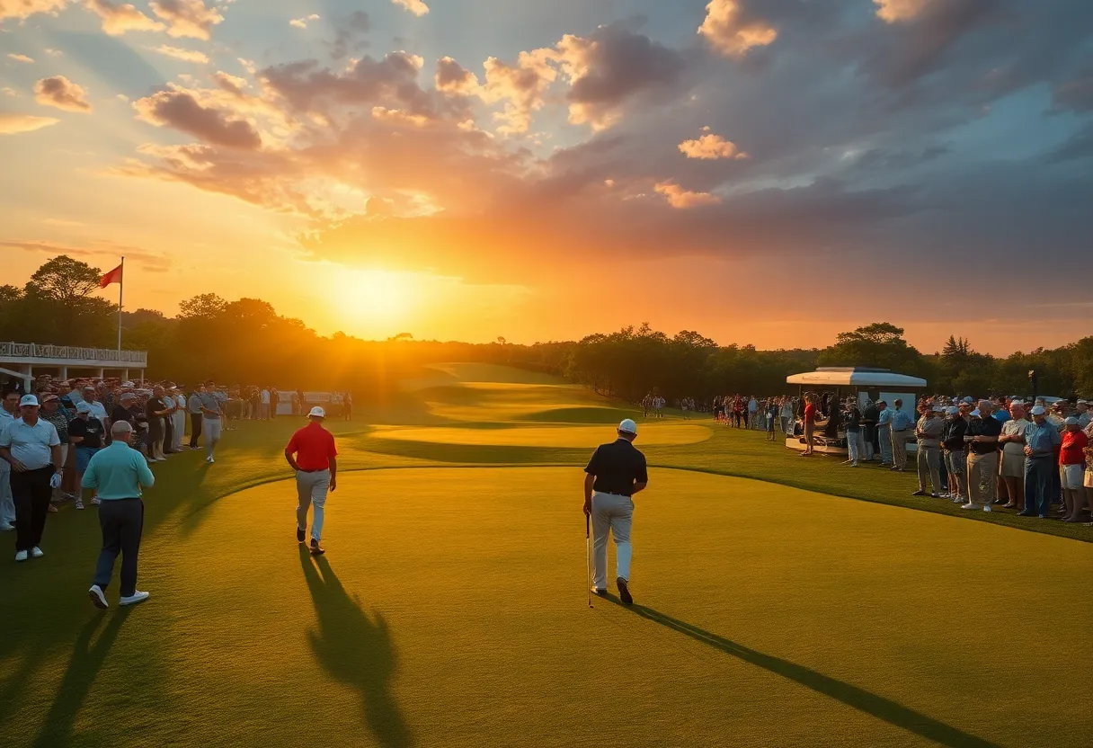 Golfers and spectators at the Texas Children's Houston Open golf tournament