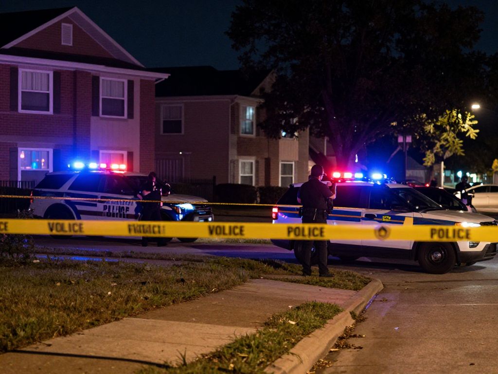 Police tape at a shooting scene in Houston's Sunnyside neighborhood