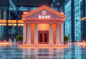 Abstract representation of banking automation with AI technology