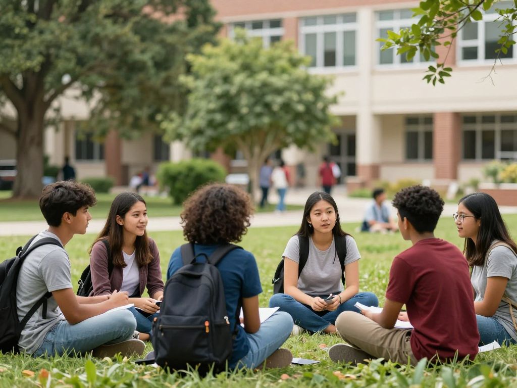 Students of diverse backgrounds engaging at UT Austin campus