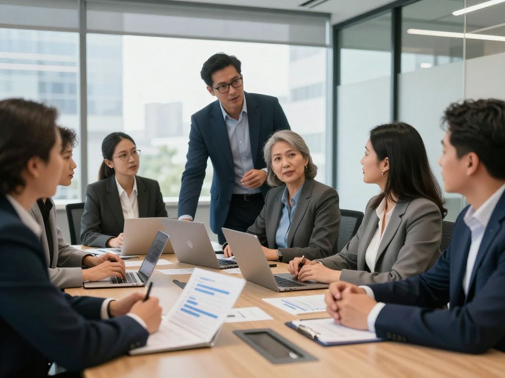 Business meeting about investment strategies in Texas