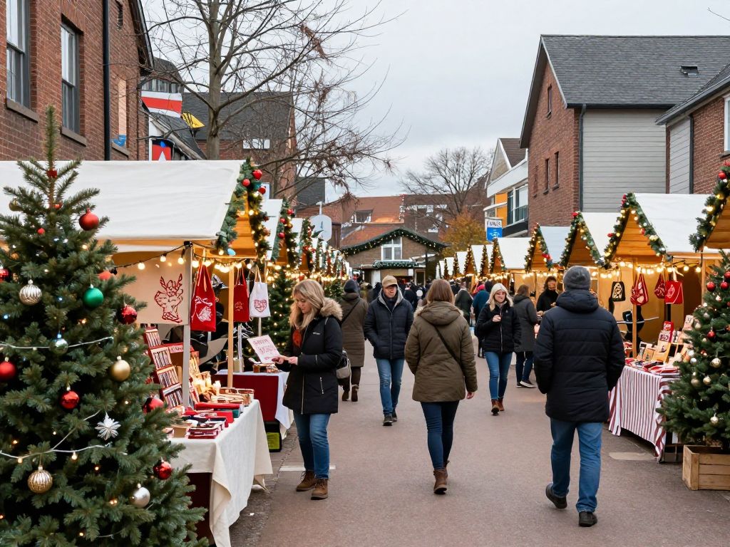Local artisans and families at Katy holiday market