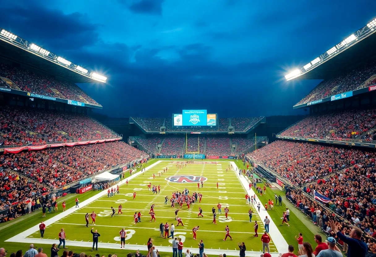 Fans cheering at the 2025 Kinder's Texas Bowl event in Houston