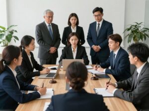Group of legal professionals working together