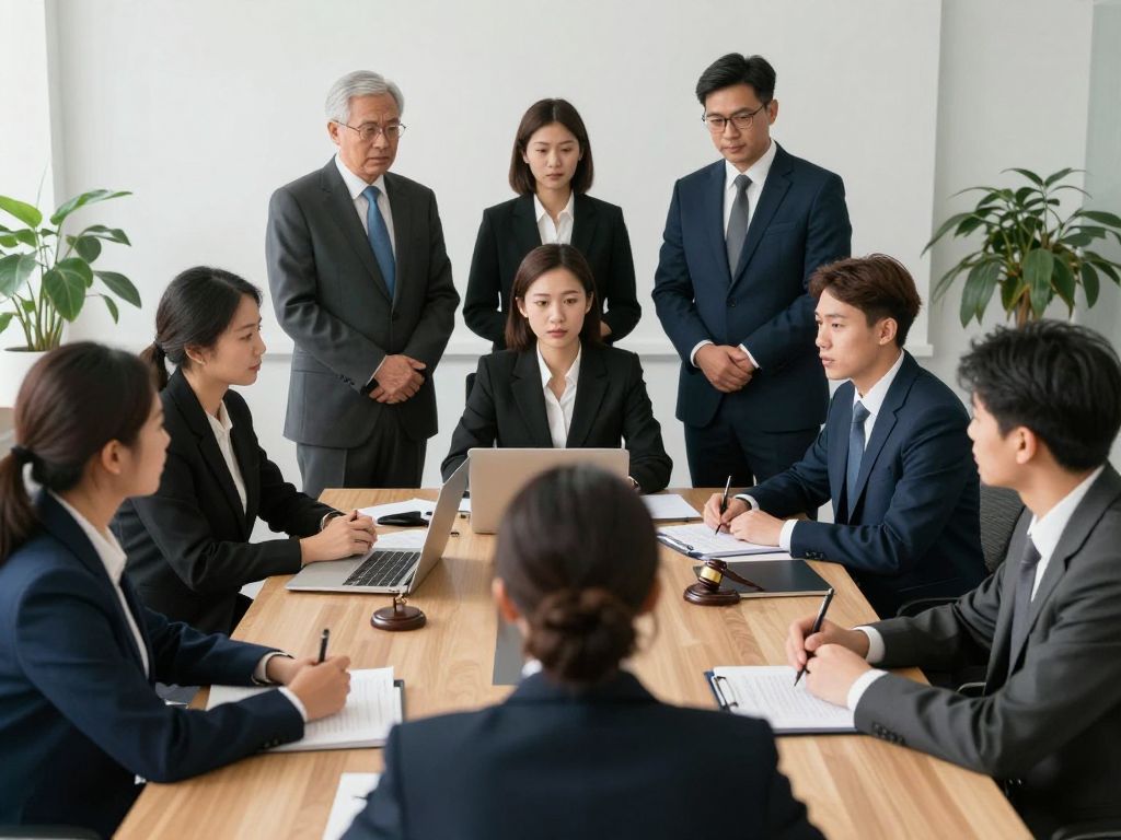 Group of legal professionals working together