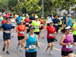 Participants running in the Lemonade Dash event in Houston