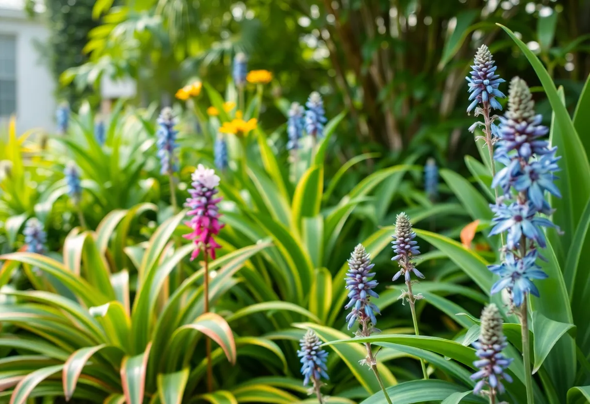 A thriving garden displaying humidity-resistant plants in Houston.