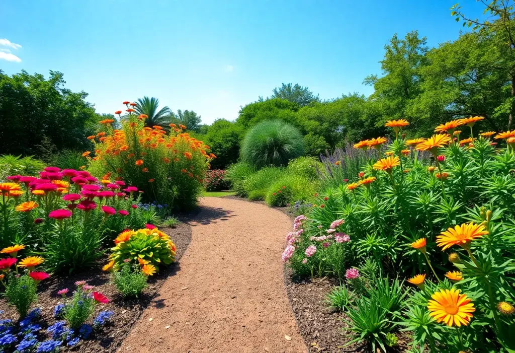 Vibrant garden in Houston featuring native and heat-tolerant plants