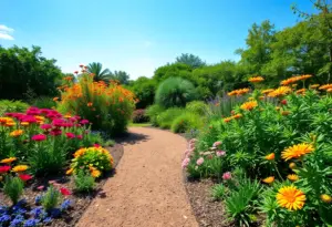Vibrant garden in Houston featuring native and heat-tolerant plants
