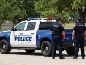 Police at a crime scene in Montgomery County related to a kidnapping incident.