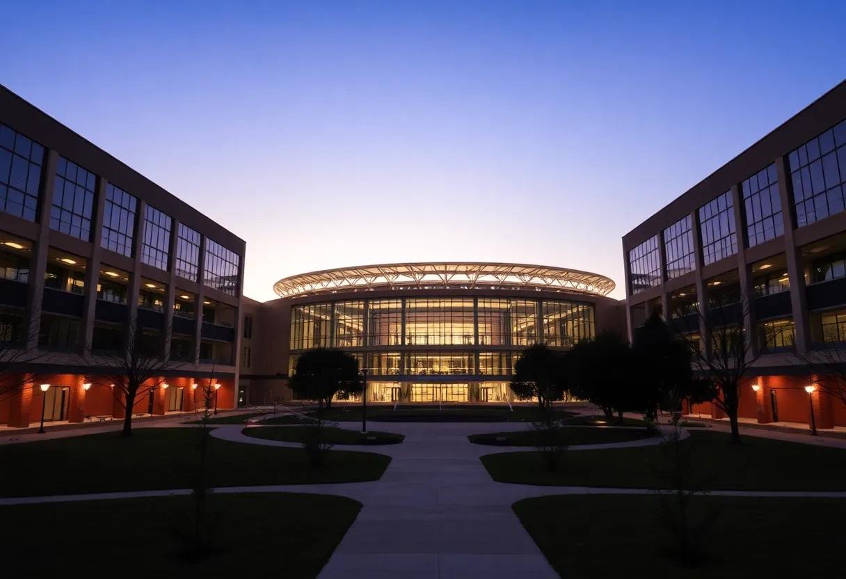 Modern arena on University of Texas campus