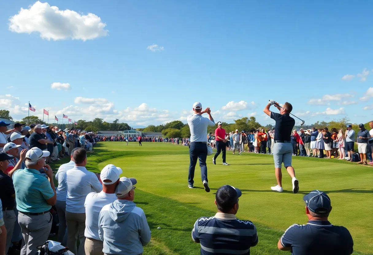 Competitive golfers at a prestigious golf tournament