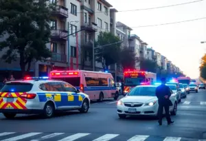 Emergency responders at a two-vehicle accident scene in Pleasant Grove