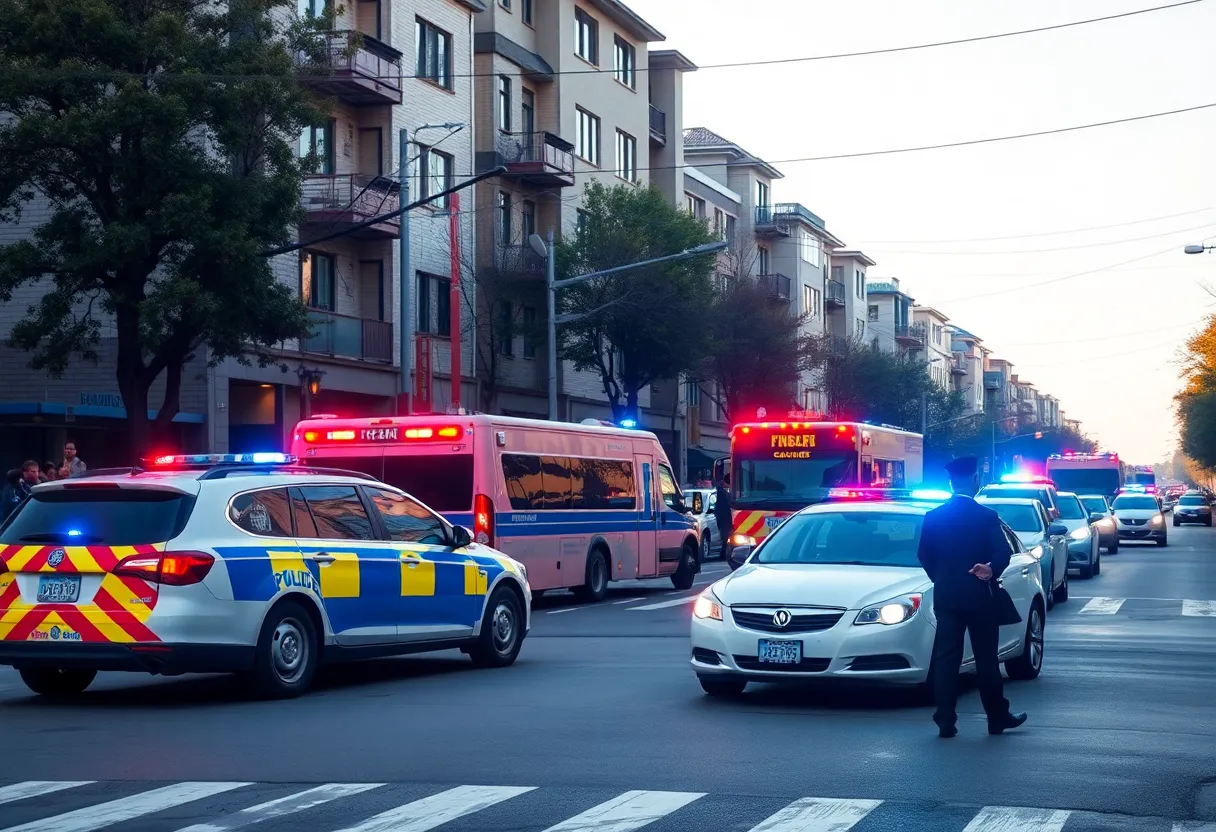 Emergency responders at a two-vehicle accident scene in Pleasant Grove