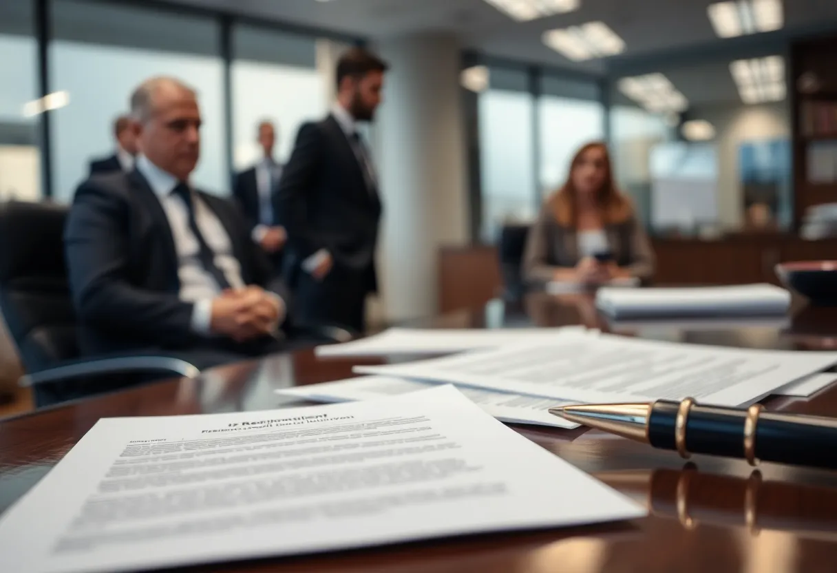 Office setting depicting resignation letters related to RCI Hospitality Holdings