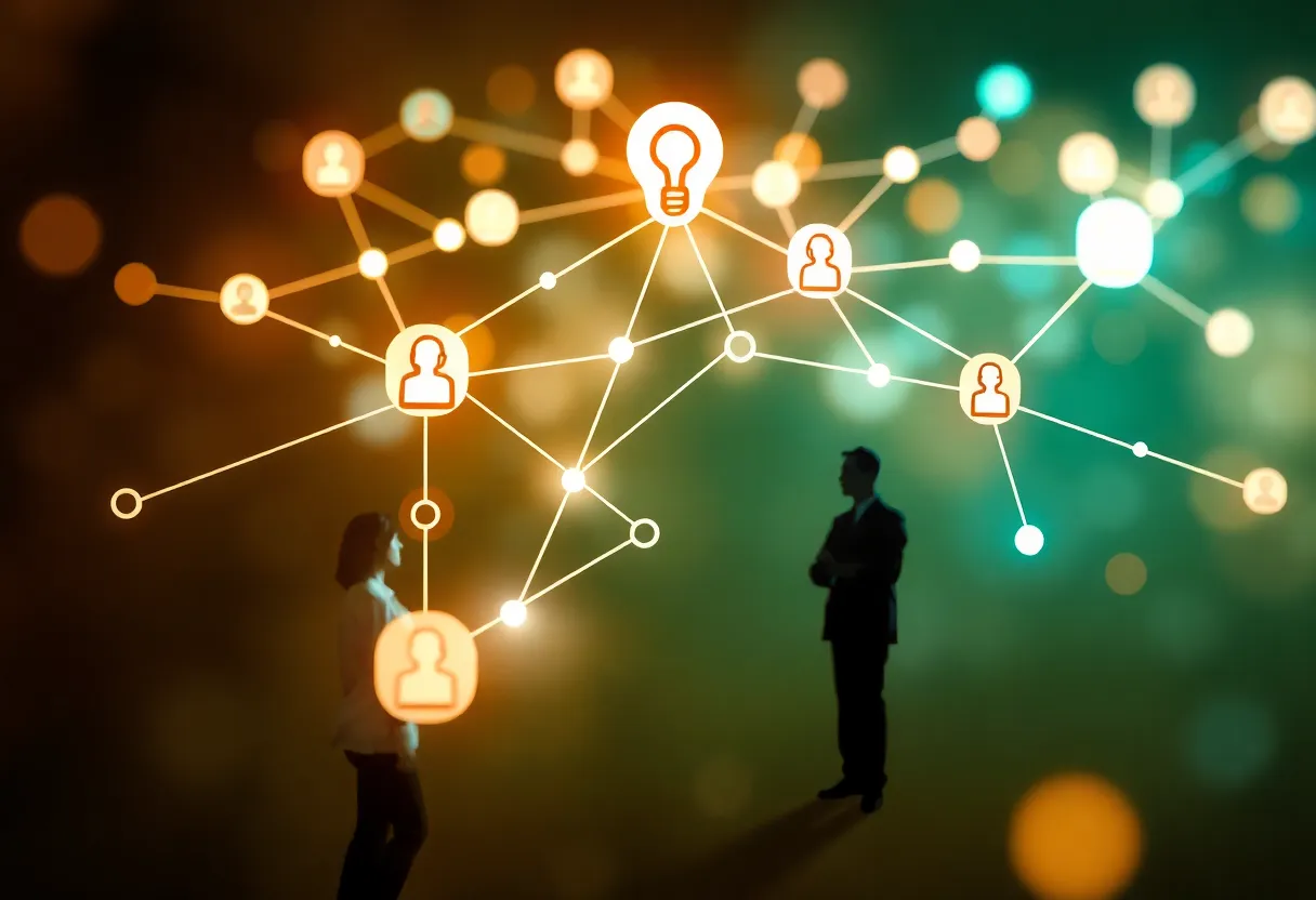 Visual representation of business referrals and connections