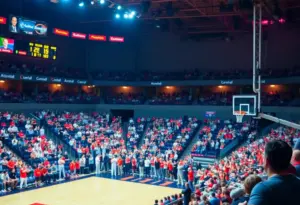 Crowd cheering during a Rice Owls basketball game