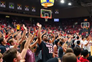 A basketball game between Rice Owls and Texas State Bobcats at Tudor Fieldhouse.