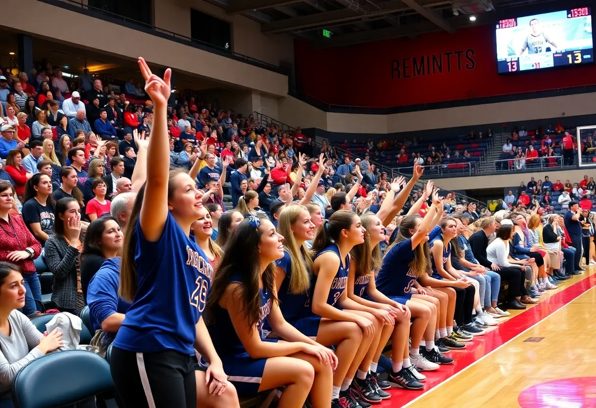 Crowd cheering during the Rice Owls women's basketball game