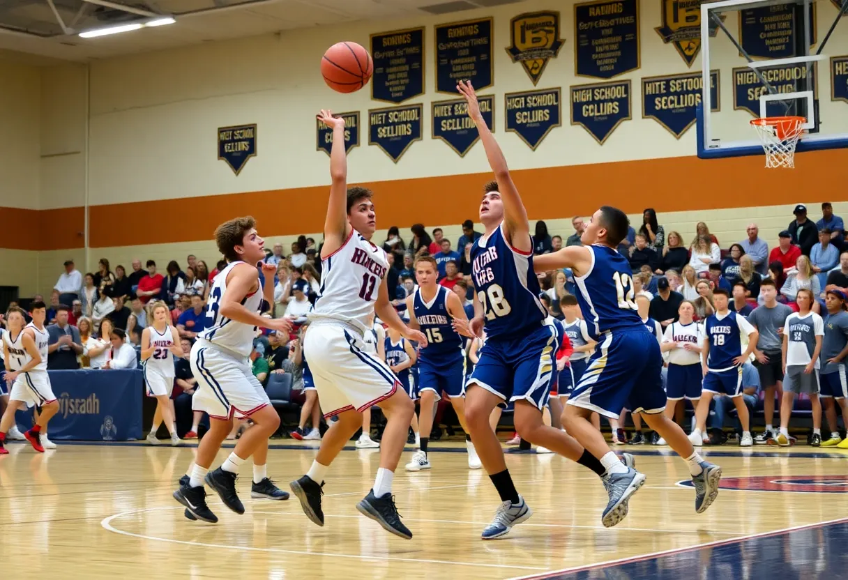High school basketball teams competing in a matchup