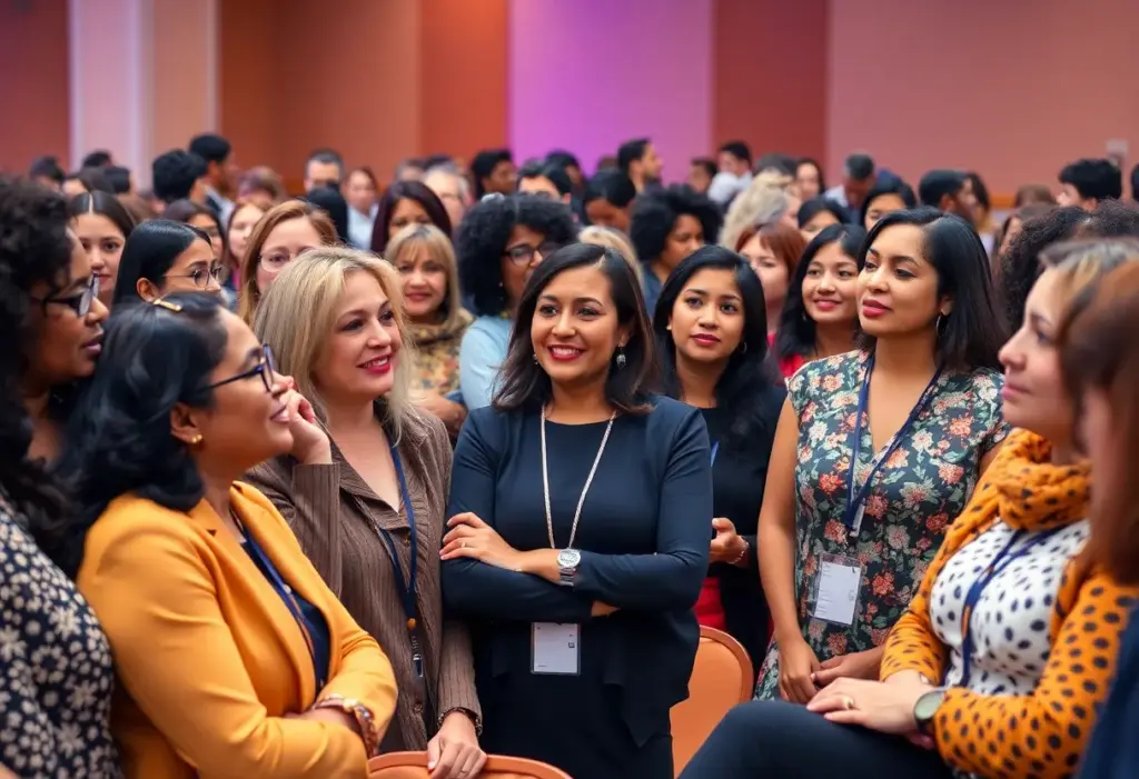 Diverse women leaders networking at the Rise to the Top event