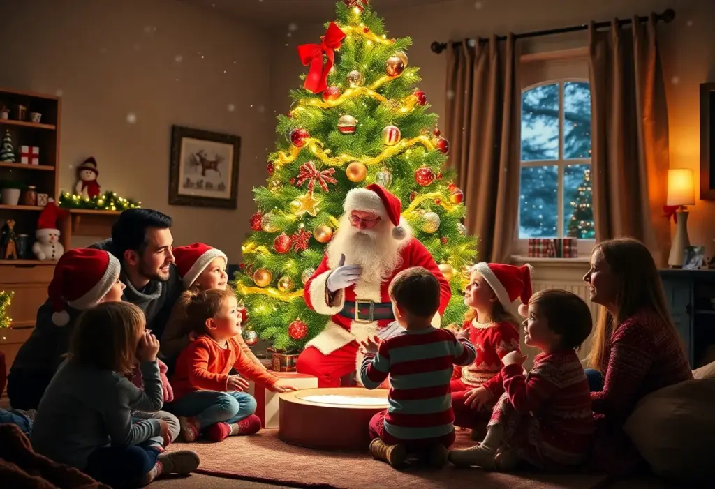 Families celebrating Christmas with Santa Claus in Houston