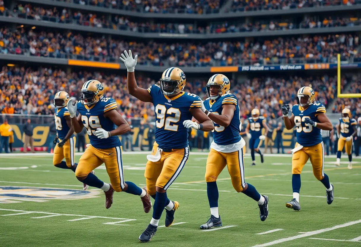 Santa Margarita Eagles football team celebrating their CIF championship win