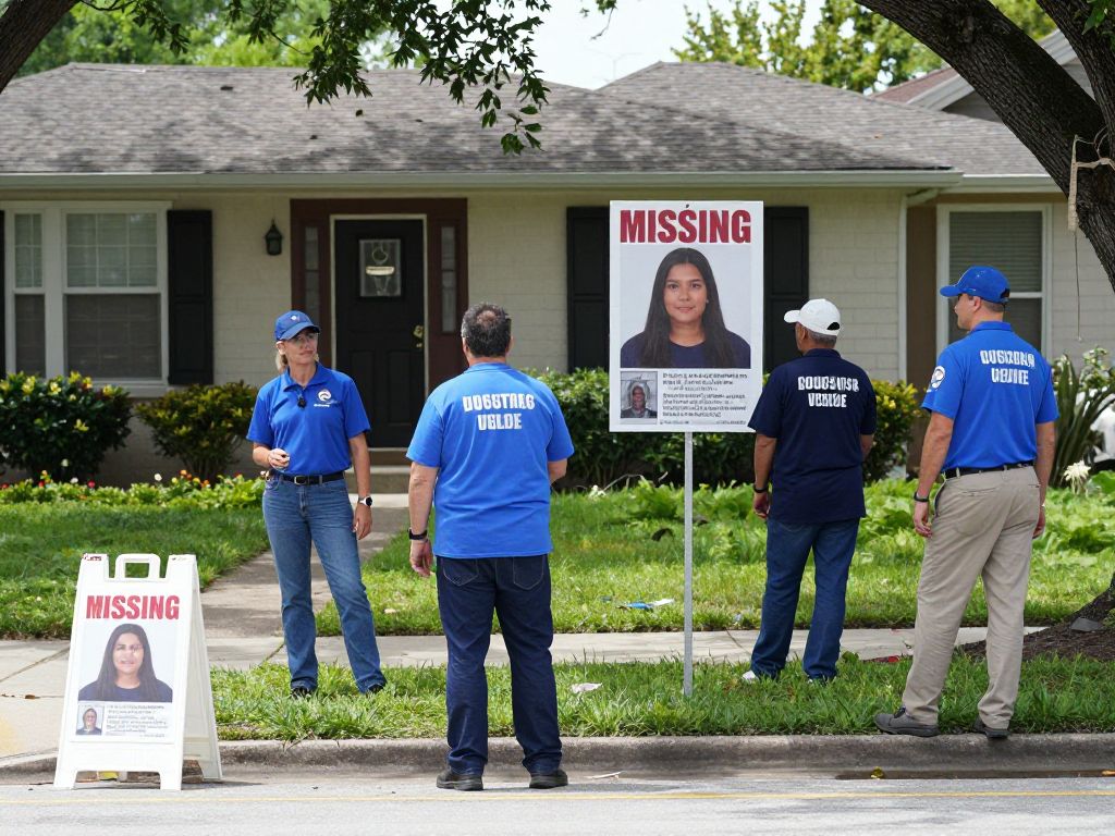 Volunteers searching for a missing person in Houston.